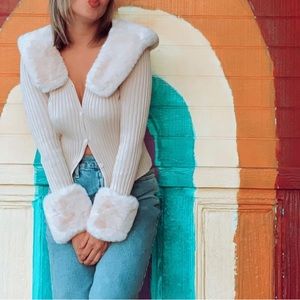 Cream Sweater with Fur
